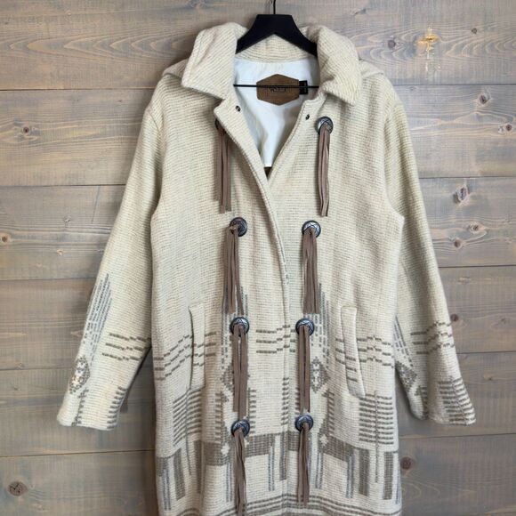 Vintage Woolrich Southwestern Style Wool & Mohair Blanket Coat Women's Medium - Picture 2 of 7